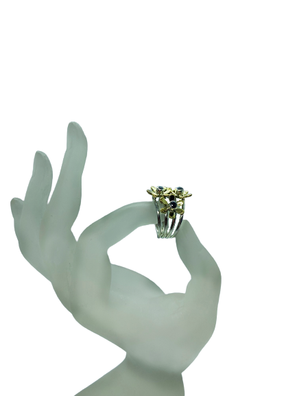 Gemstone Ring with Gold filled flowers.