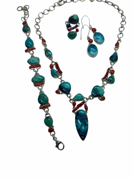 Coral and Turquoise Gemstone Set